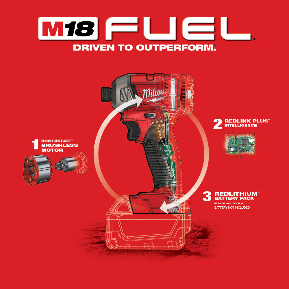 Milwaukee M18 Fuel Surge 1/4" Hex Hydraulic Driver - Outil seulement