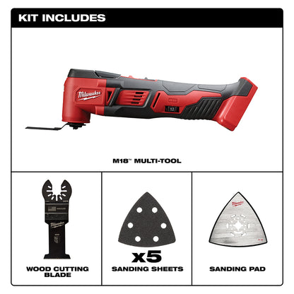 Milwaukee M18 18V Lithium-ion Multifunction Wireless with Wood Cutting Blades and Sanding Pad with Sheets Included