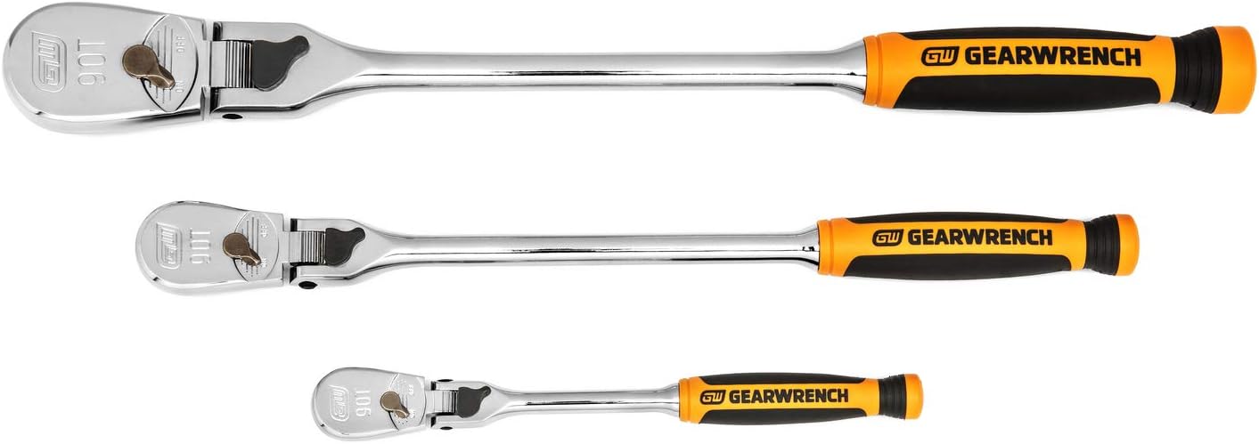 Clé à cliquet Gearwrench 1/4" 3/8" & 1/2" Drive 90 Tooth Flex-Head Set - 3 Piece