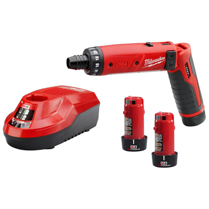 Kit tournevis hexagonal Milwaukee MA 1/4" avec 2 piles