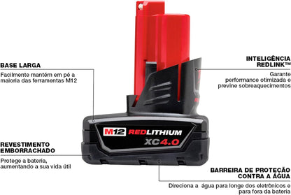 Milwaukee M12 Redlithium XC avec batterie à capacité étendue 4.0 Ah