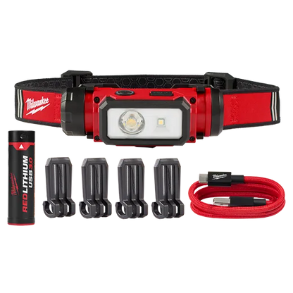 Lampe frontale USB Milwaukee avec 1 batterie et chargeur