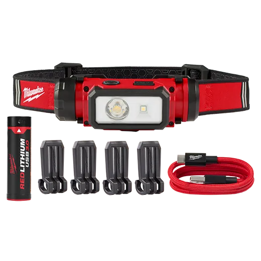 Lampe frontale USB Milwaukee avec 1 batterie et chargeur