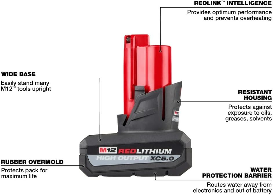 Milwaukee 12V Lithium-Ion High Output 5.0Ah Battery Pack