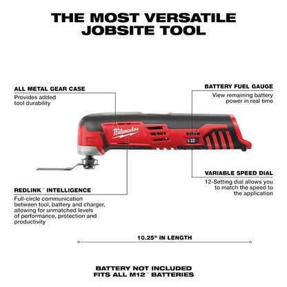 Milwaukee M12 12V Redlithium Ion Variable Speed Cordless Multi Tool with Multi Use Blade - Tool Only (Outil seul)