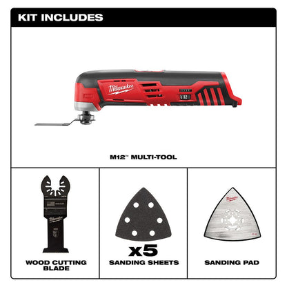 Milwaukee M12 12V Redlithium Ion Variable Speed Cordless Multi Tool with Multi Use Blade - Tool Only (Outil seul)