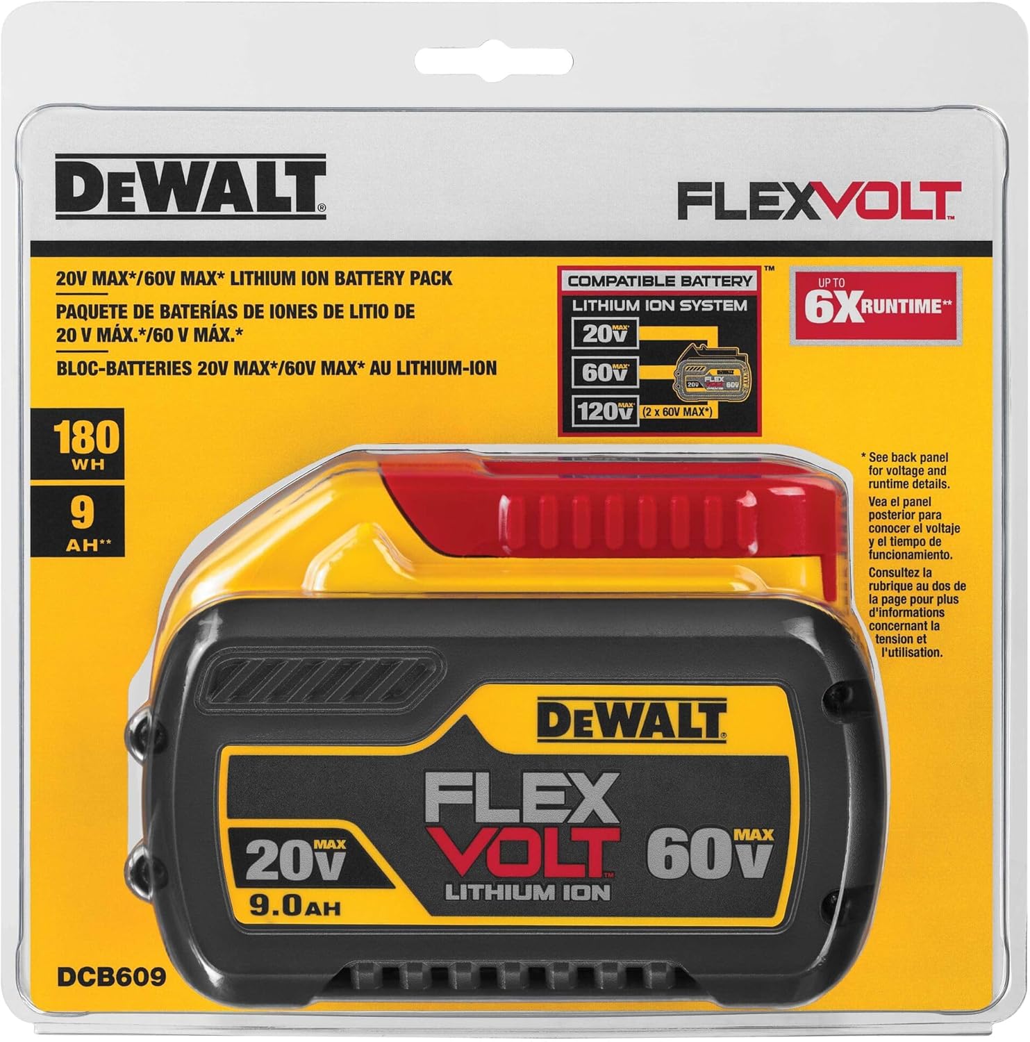 Batterie Dewalt 20V/60V Max Flexvolt Lithium 9.0Ah