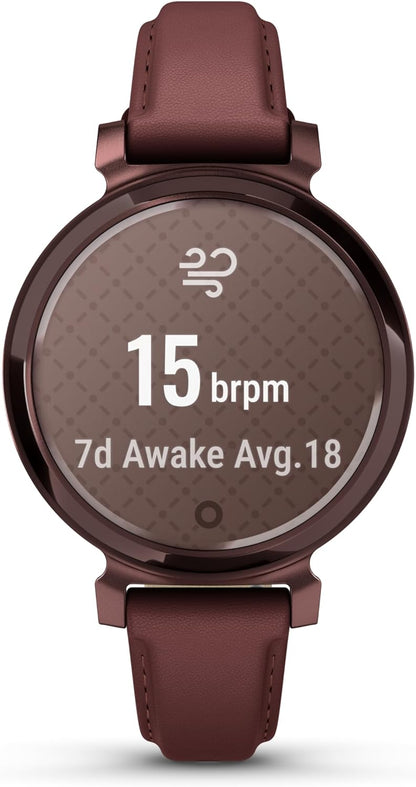 Garmin Lily Smartwatch avec bracelet en cuir - Dark Bronze