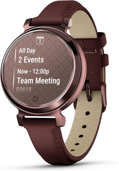 Garmin Lily Smartwatch avec bracelet en cuir - Dark Bronze