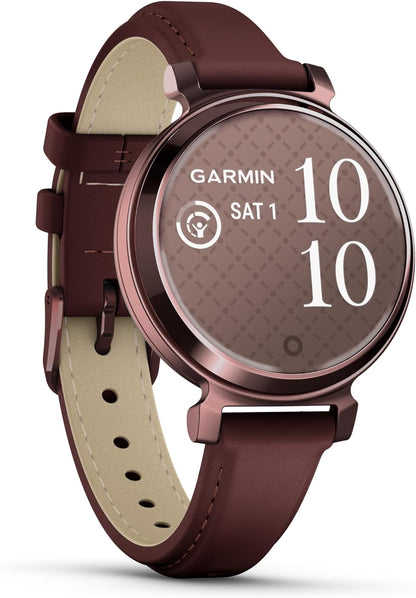 Garmin Lily Smartwatch avec bracelet en cuir - Dark Bronze