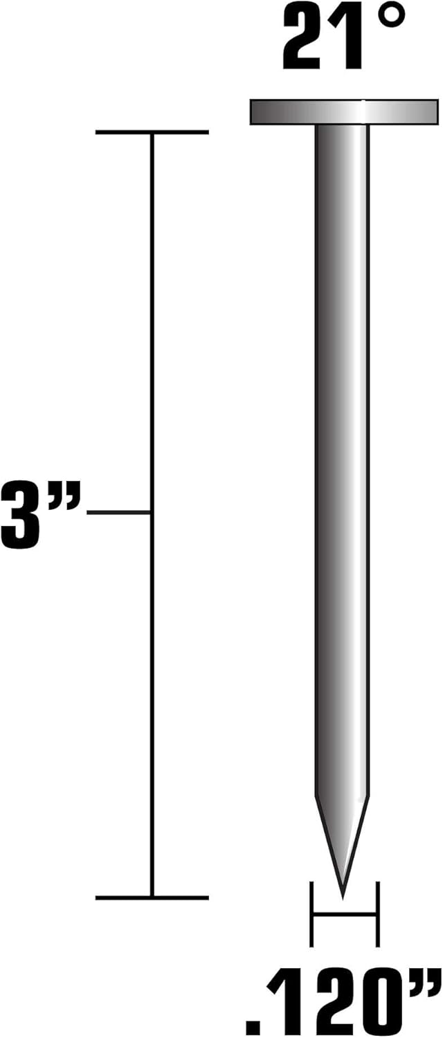 Metabo HPT Clous pour charpente à tête ronde 3" x .120 - 21 degrés - tige lisse brillant - 4000 pièces