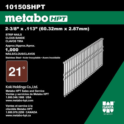 Metabo HPT 2-3/8" x .113 Plastic Strip Stainless Steel Framing Nails - 1000 Count