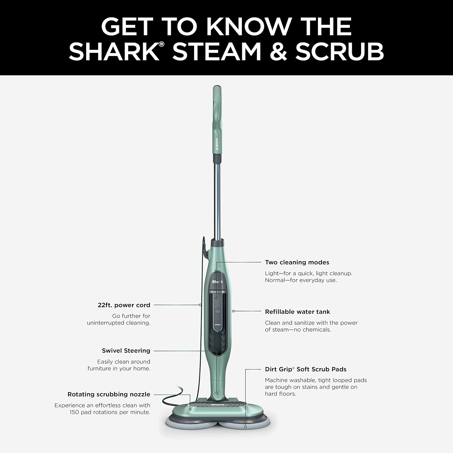 Shark S7000C Steam & Scrub All in One Mop (vadrouille tout-en-un à vapeur et à récurer)