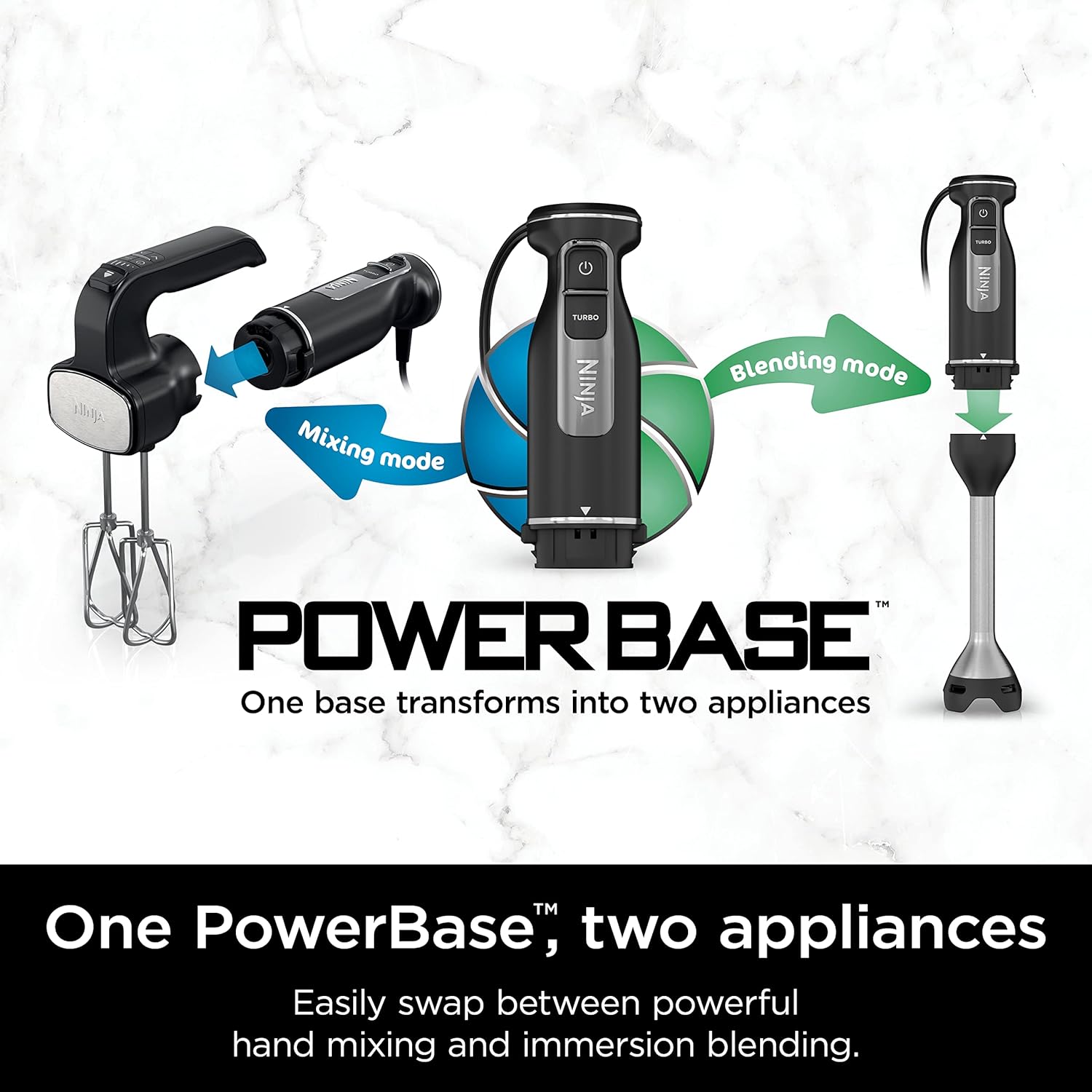 Ninja CI100C Foodi Power Mixer System Immersion Blender & Hand Mixer Combo