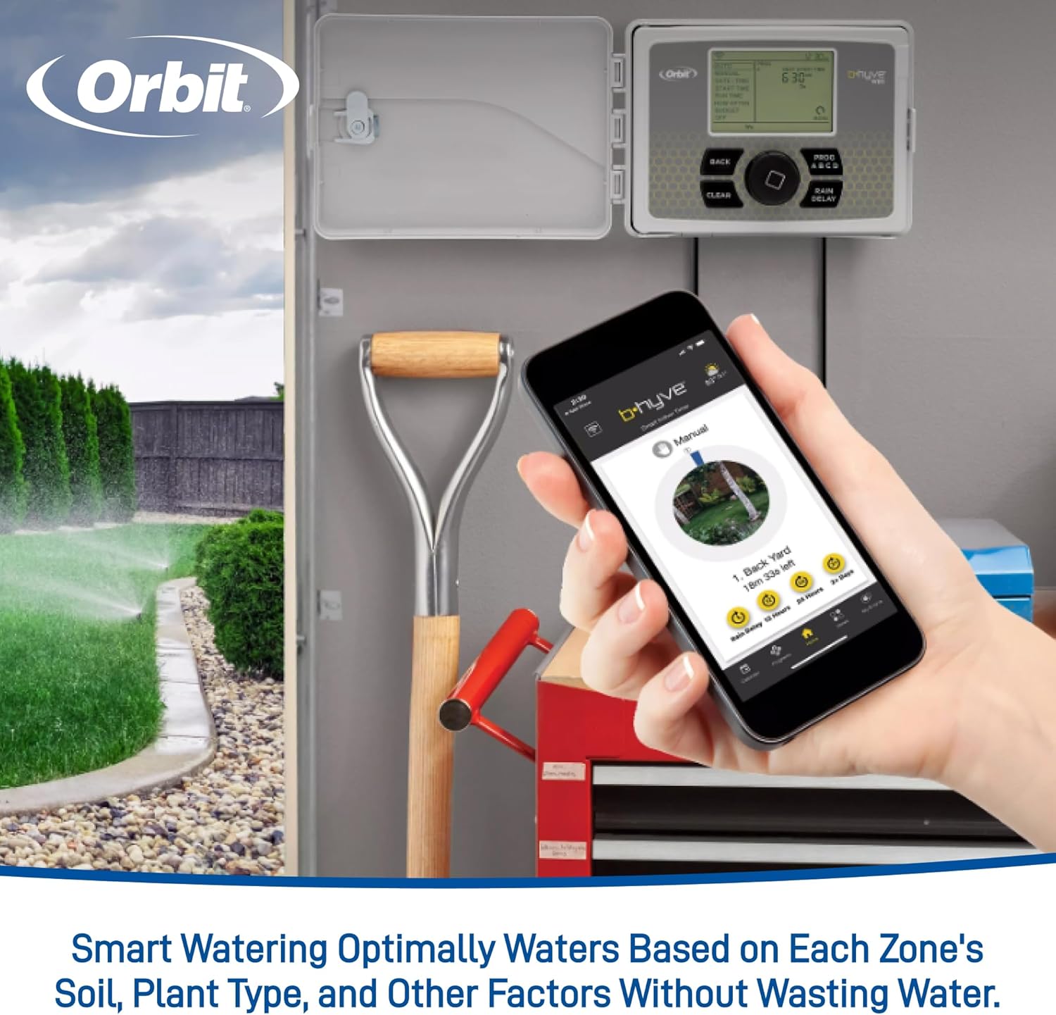 Orbit B-hyve Smart Indoor - Outdoor 6 Station WiFi Sprinkler System Controller - Gray