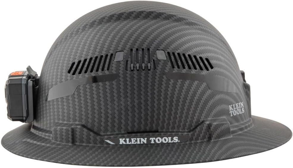 Klein Tools Class C Hard Hat with Padded Sweat-Wicking Sweatband & Rechargeable Lamp