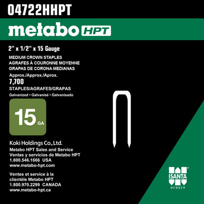 Metabo HPT 2" x 15 GA Agrafes galvanisées pour parquet pour N5010AB - 7700 pièces