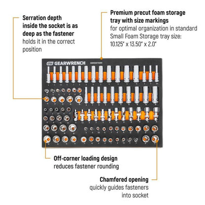 Gearwrench 1/4" Drive Master Metric Socket Set with Foam Storage Tray  - 89 Piece