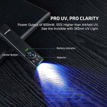 Olight Arkfeld Pro EDC Lampe de poche rechargeable 1300 Lumens avec faisceau vert - Noir Cool White