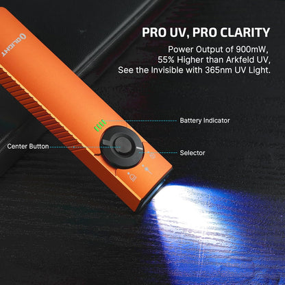Olight Arkfeld Pro EDC Lampe de poche rechargeable 1300 Lumens avec faisceau vert - Orange Cool White