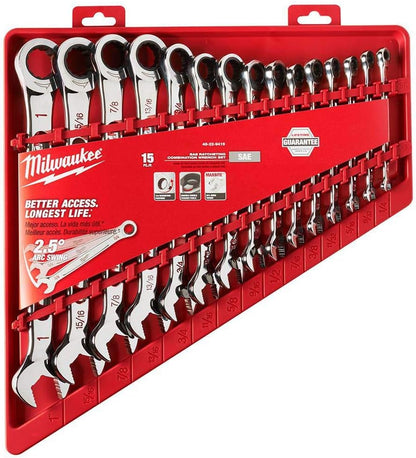 Milwaukee SAE Electric Tools Ratcheting Combination Wrench Set