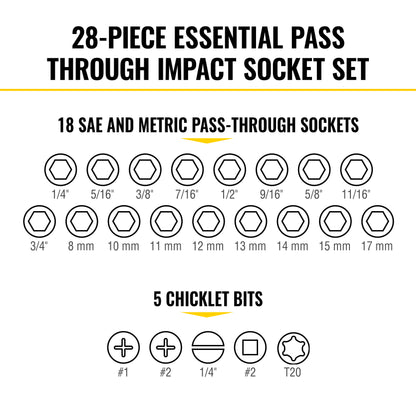 Klein Tools SAE Metric Essential Pass Through Impact Socket Set