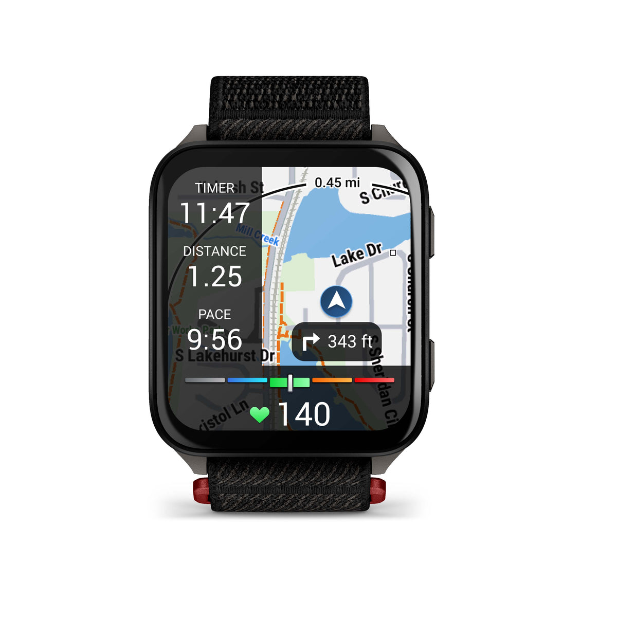 Garmin Venu X1 noir avec fond en titane ardoise et bracelet en nylon ComfortFit noir