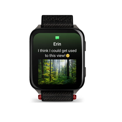 Garmin Venu X1 noir avec fond en titane ardoise et bracelet en nylon ComfortFit noir