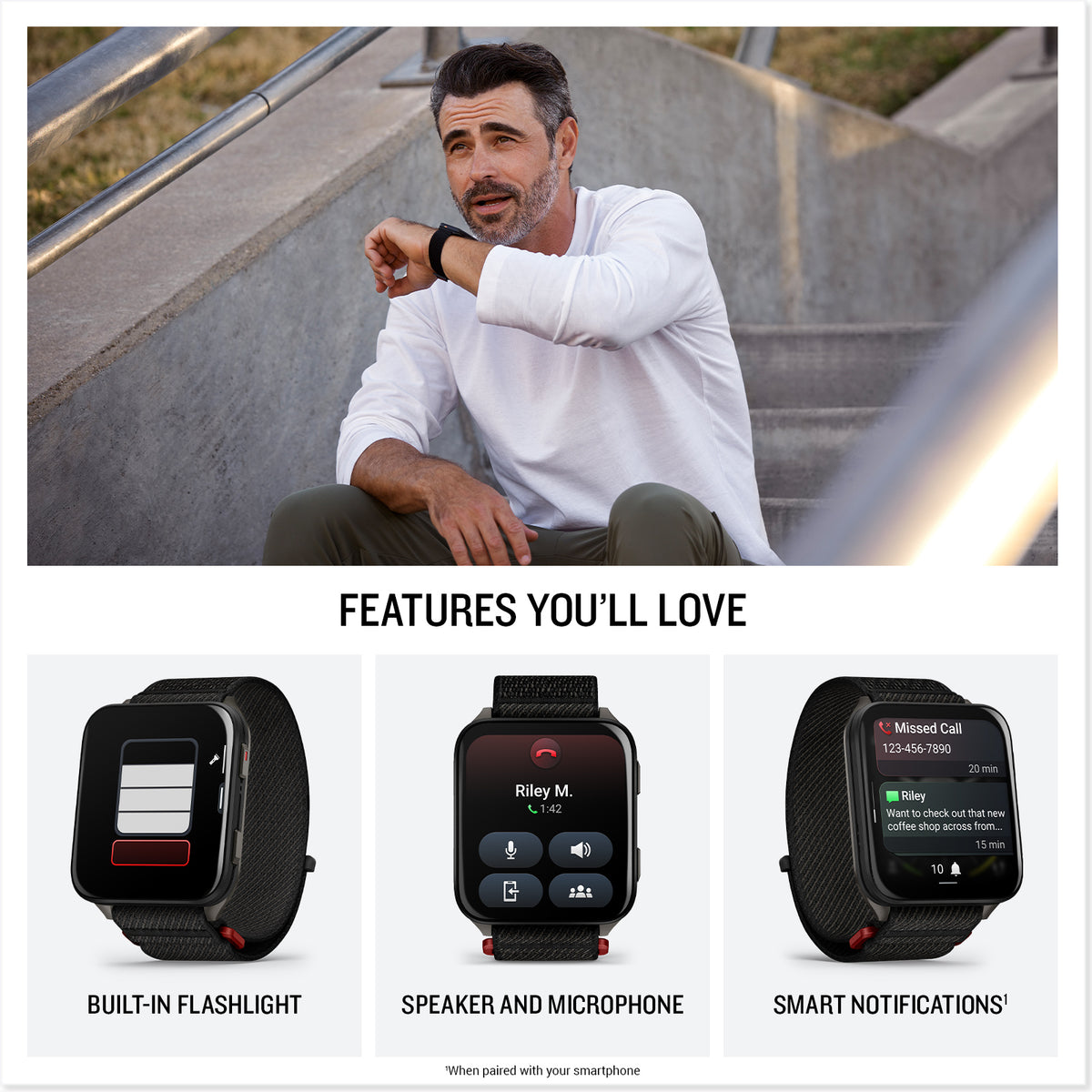 Garmin Venu X1 noir avec fond en titane ardoise et bracelet en nylon ComfortFit noir