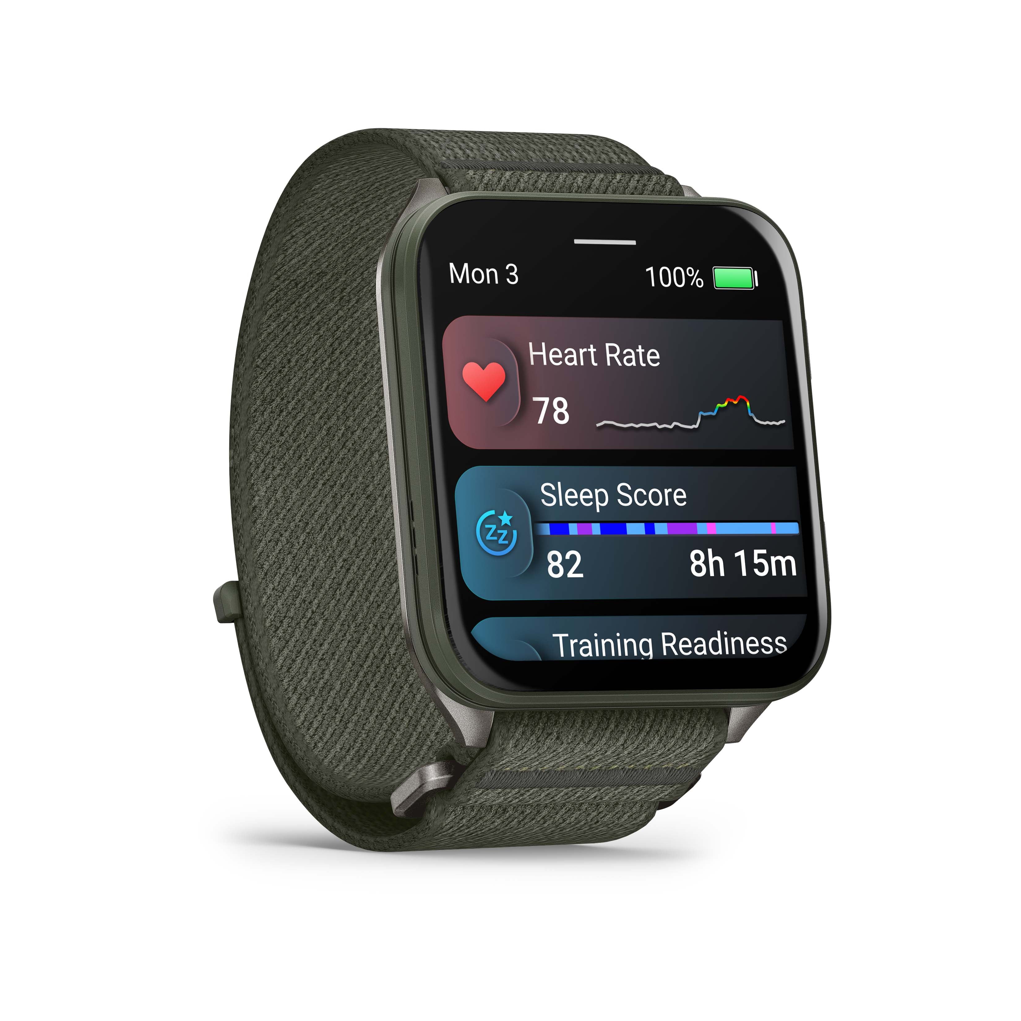 Garmin Venu X1 Moss avec fond en titane et bracelet en nylon ComfortFit Moss