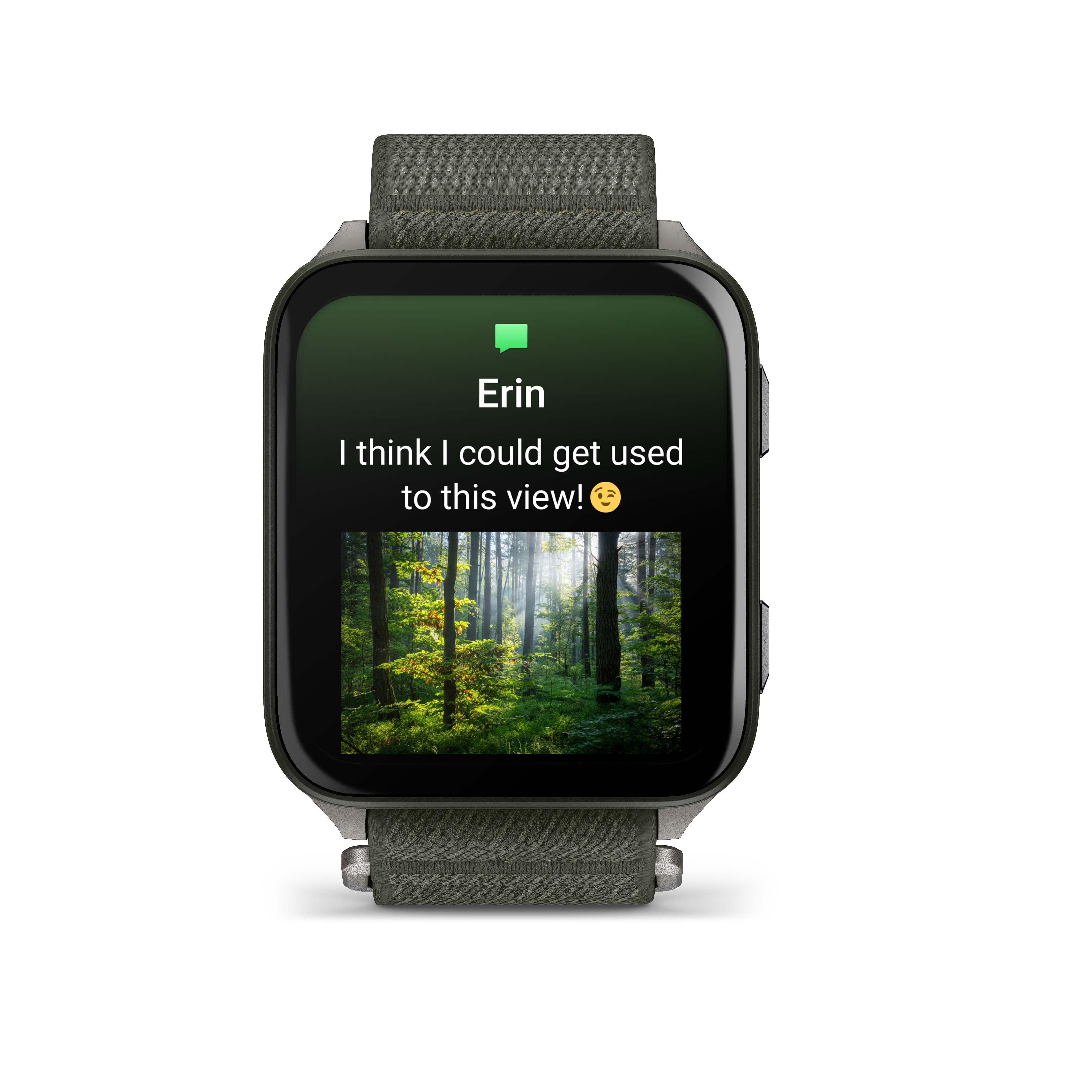 Garmin Venu X1 Moss with Titanium Caseback & Moss ComfortFit Nylon Band