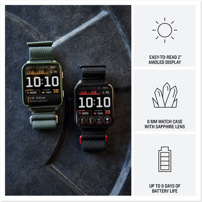 Garmin Venu X1 Moss avec fond en titane et bracelet en nylon ComfortFit Moss