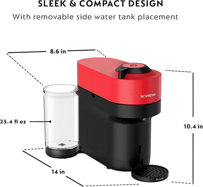 Machine à café et à espresso Nespresso Vertuo Pop+ de Breville - Rouge épicé