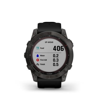 Garmin Fenix 7X Sapphire Solar Larger Adventure Smart Watch - Carbon Grey DLC Titanium with Black Band