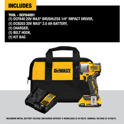 Dewalt 20V Max 1/4" Led Brushless Cordless Impact Driver