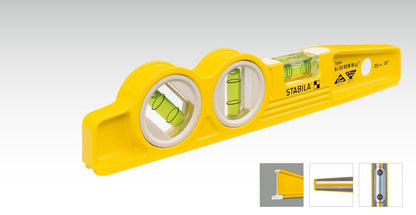 Stabila 25245 Die Cast Magnetic Torpedo with 45 Degree Vial and V-Groom Frame - Yellow