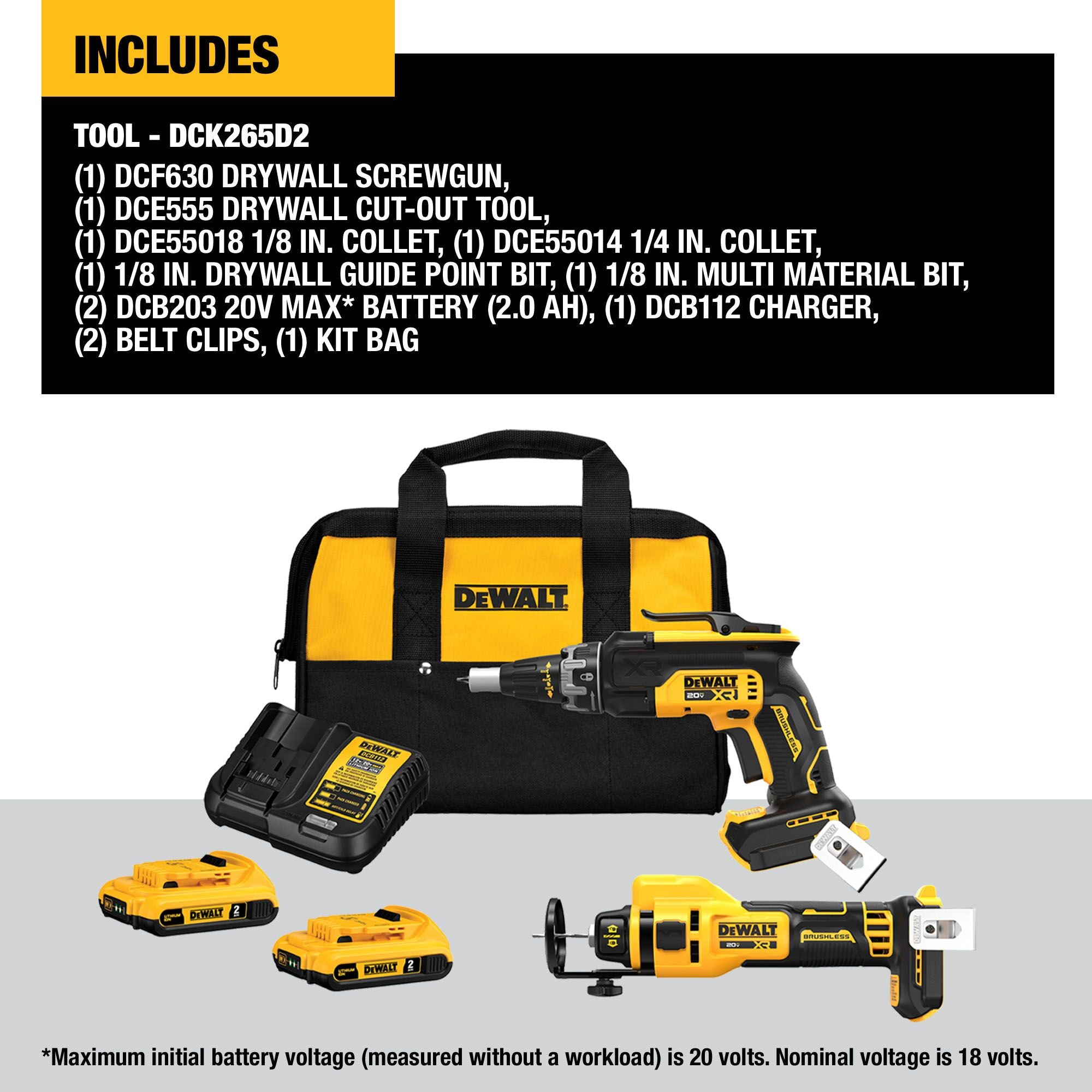 Dewalt 20V MAX Brushless Drywall Screwgun and Cut-Out Tool Combo Kit