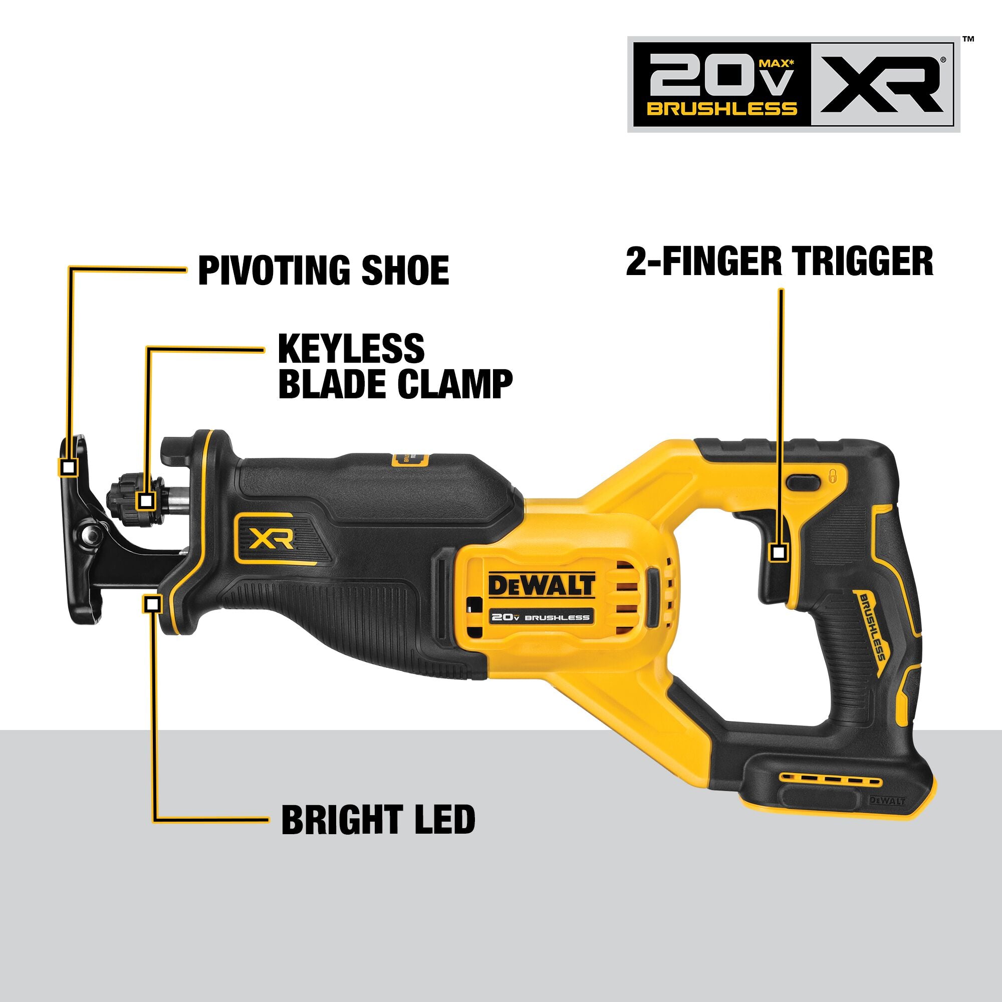 Dewalt 20V Max XR Hammer Drill - Impact Driver - Reciprocating Saw & Work Light - Power Tools Combo Kit