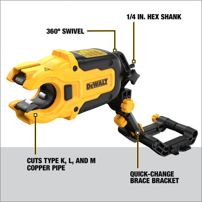 Dewalt Impact Ready Copper Tubing Cutter with Brace Bracket (Coupeur de tubes en cuivre prêt à l'emploi avec support)