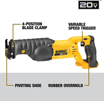 Dewalt 20V Max Reciprocating Saw - Tool Only - Yellow