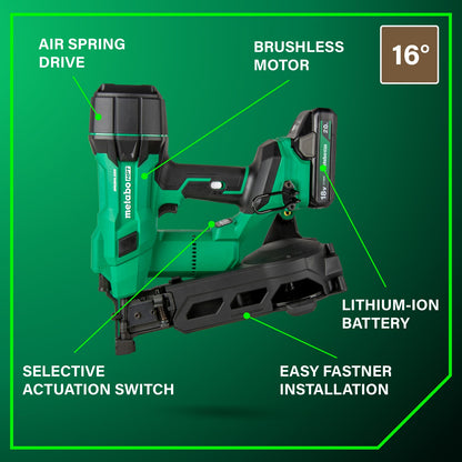 Metabo 18V MultiVolt Brushless 1 3/4" Coil Roofing Nailer