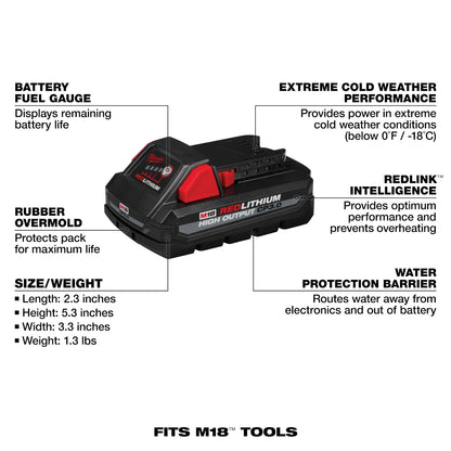 Milwaukee M18 High Output CP 3.0 Ah Battery - 2PK