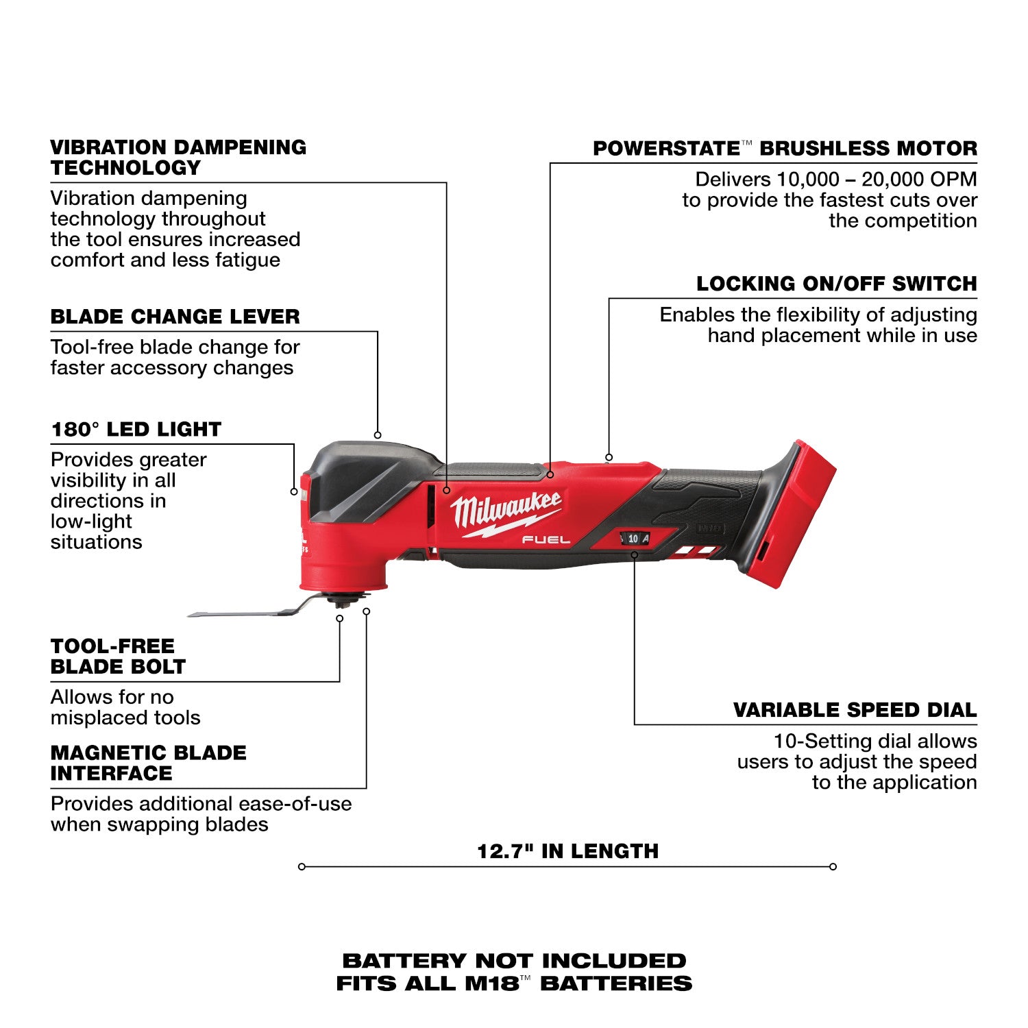Milwaukee M18 FUEL Brushless Lithium Ion Cordless Oscillating -Tool Only (Outil oscillant sans fil sans balais)