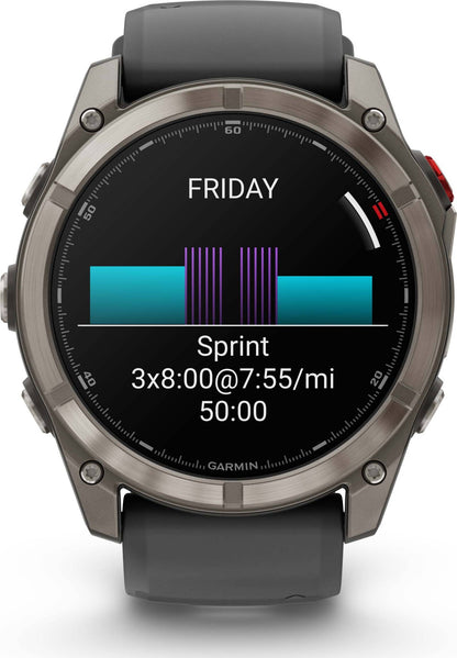 Garmin Fēnix 8 Pro 51 mm Amoled Sapphire Titanium avec bracelet en silicone graphite/noir