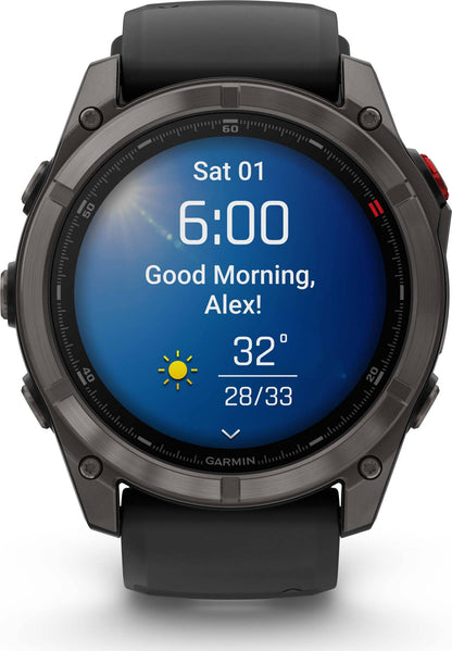Garmin Fēnix 8 Pro 51 mm Amoled Sapphire Titanium with Black/Pebble Gray Silicone Band