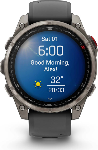 Garmin Fēnix 8 Pro 47 mm Amoled Sapphire Titanium avec bracelet en silicone graphite/noir