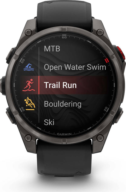 Garmin Fēnix 8 Pro 47 mm Amoled Sapphire Titanium avec bracelet en silicone Black/Pebble Gray