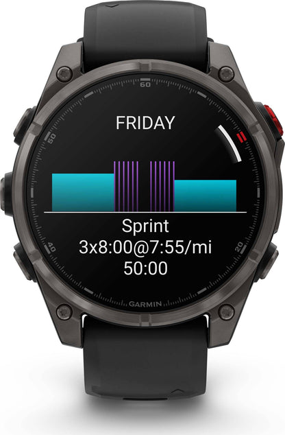 Garmin Fēnix 8 Pro 47 mm Amoled Sapphire Titanium avec bracelet en silicone Black/Pebble Gray