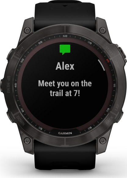 Garmin Fenix 7X Sapphire Solar Larger Adventure Smart Watch - Carbon Grey DLC Titanium with Black Band