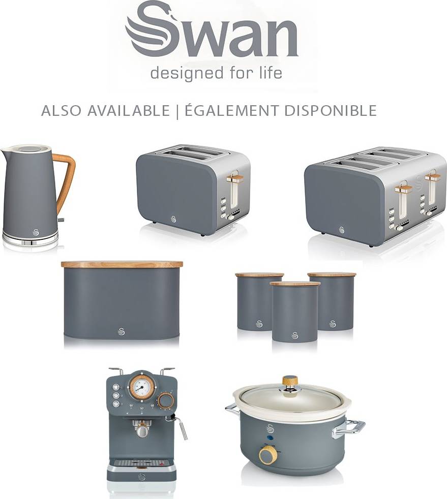 Grille-pain 2 tranches Swan Nordic - Gris